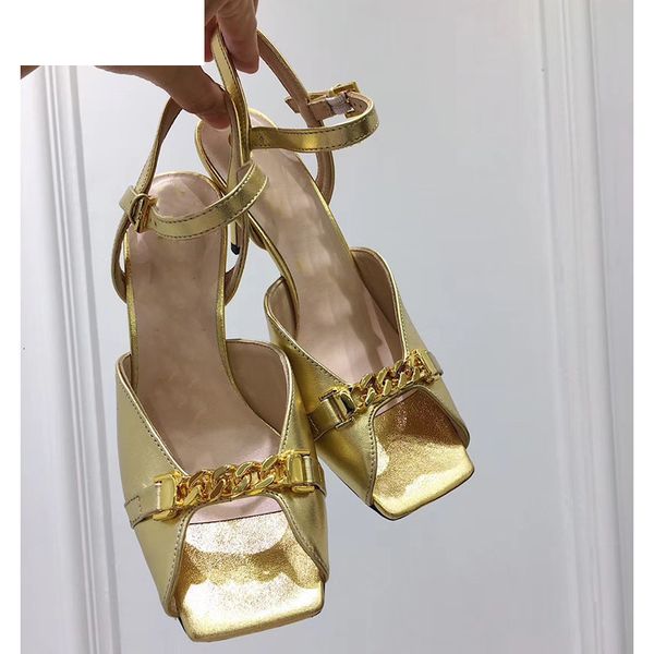 sandals summer gold chain thin high heel women genuine leather peep toe ankle strap sandalias bridal wedding shoes female 7tq, Black
sandals summer gold chain thin high heel women genuine leather peep toe ankle strap sandalias bridal wedding shoes female 7tq, Black