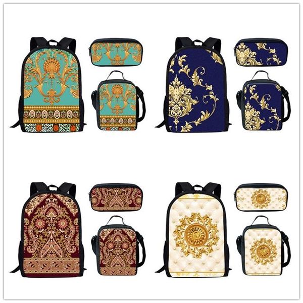 backpack golden pattern women's travel flowers school bags set for teenage girls boys customized pencil case 3d print lunch bag
backpack golden pattern women's travel flowers school bags set for teenage girls boys customized pencil case 3d print lunch bag