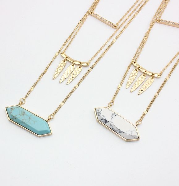fashion natural stone white green turquoise necklace gold metal statement howlite necklace for women jewelry, Silver
fashion natural stone white green turquoise necklace gold metal statement howlite necklace for women jewelry, Silver