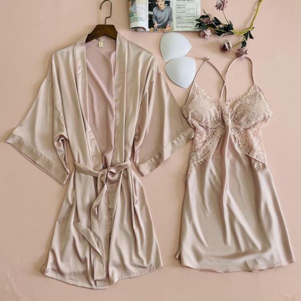 women's sleepwear women 2pcs robe set satin homewear bathrobe gown spring summer lace yellow casual intimate lingerie, Black;red
women's sleepwear women 2pcs robe set satin homewear bathrobe gown spring summer lace yellow casual intimate lingerie, Black;red
