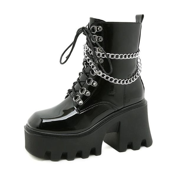 boots patent leather gothic black women heel chain chunky platform female punk party spring shoes ankle zipper
boots patent leather gothic black women heel chain chunky platform female punk party spring shoes ankle zipper
