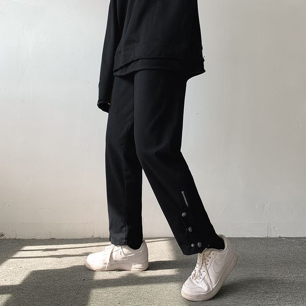 Men Casual Pants Solid Drawstring Straight Chic Buttons Zipper Retro Harajuku Streetwear Fashion Loose High Street Ankle-length, Black
Men Casual Pants Solid Drawstring Straight Chic Buttons Zipper Retro Harajuku Streetwear Fashion Loose High Street Ankle-length, Black