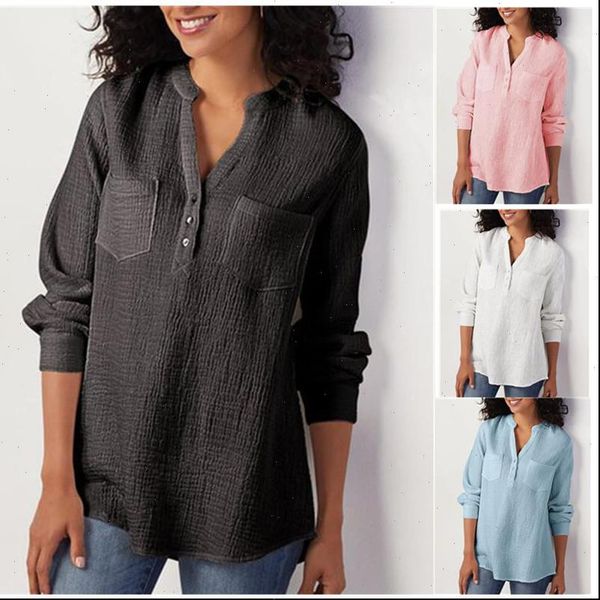 sprin autumn solid v womens shirts neck pocket cotton linen loose large size female fashion casual blouses, White
sprin autumn solid v womens shirts neck pocket cotton linen loose large size female fashion casual blouses, White
