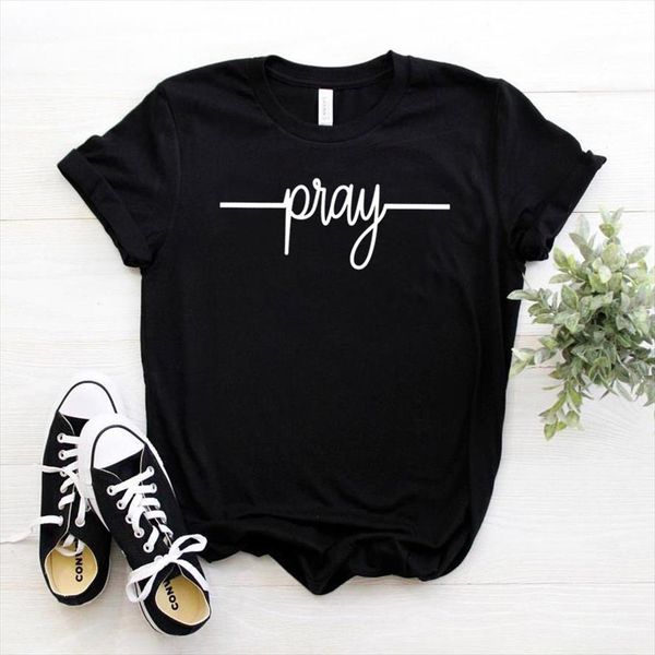 and women pray letters print men womens short sleeve o neck loose tee clothes, White;black
and women pray letters print men womens short sleeve o neck loose tee clothes, White;black