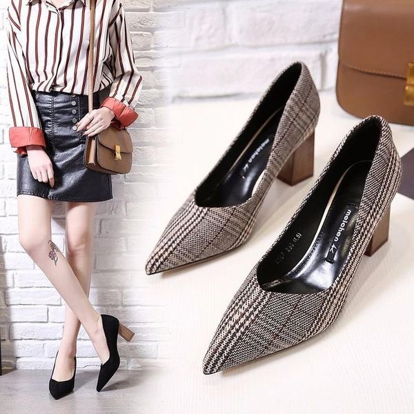 dress shoes 2021 women woman pumps retro thick high heels work pointed toe slip on shallow solid plaid cloth ladies, Black
dress shoes 2021 women woman pumps retro thick high heels work pointed toe slip on shallow solid plaid cloth ladies, Black