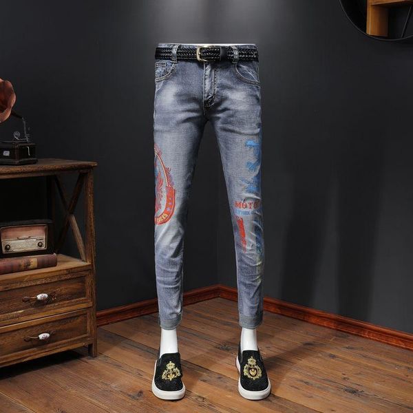 spring and summer tide brand printing spray paint jeans men feet pants korean slim hip hop streetwear men's, Blue
spring and summer tide brand printing spray paint jeans men feet pants korean slim hip hop streetwear men's, Blue