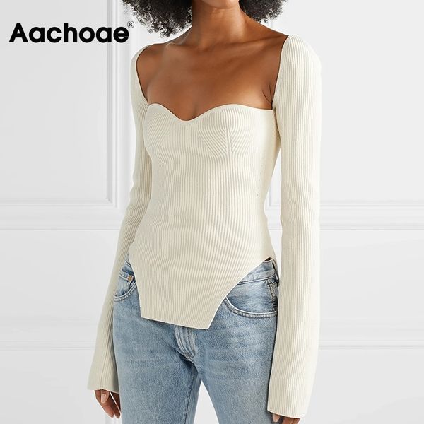 aachoae chic solid pullover sweater women irregular hem flare long sleeve stylish knitted sweaters lady square neck 210413, White;black
aachoae chic solid pullover sweater women irregular hem flare long sleeve stylish knitted sweaters lady square neck 210413, White;black