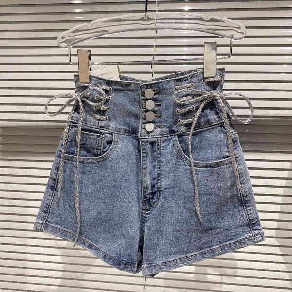 women's shorts side lace up denim summer high waist wide leg a-line button shorts loose street special pgdo, White;black
women's shorts side lace up denim summer high waist wide leg a-line button shorts loose street special pgdo, White;black