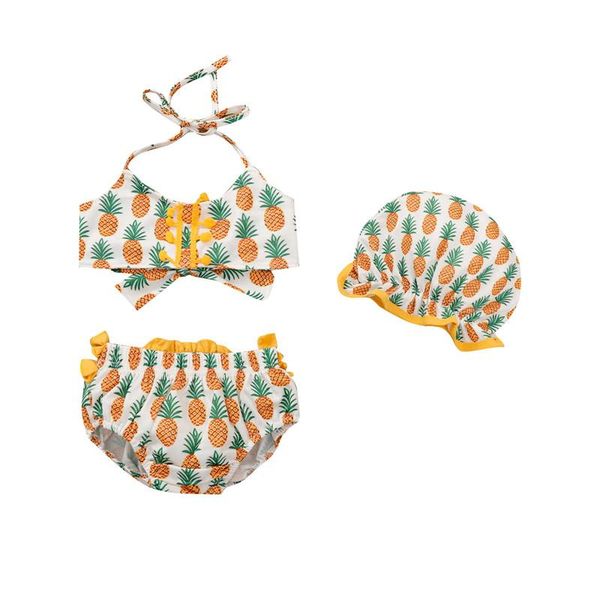 3pcs breathable little girls swimwear suit, summer children pineapple printing lace up split swimsuit + hat set one-pieces, Black
3pcs breathable little girls swimwear suit, summer children pineapple printing lace up split swimsuit + hat set one-pieces, Black