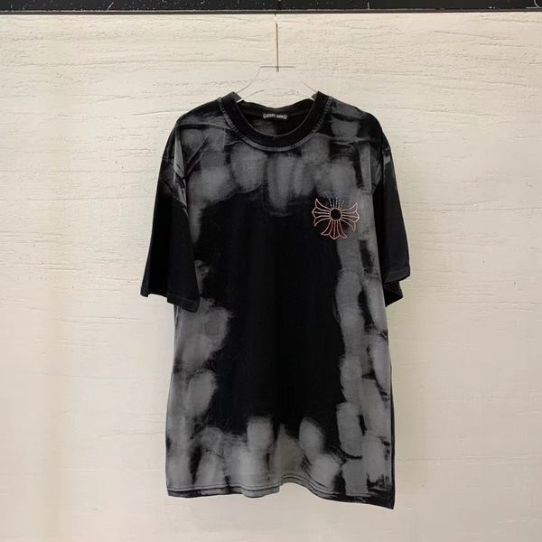 2021 summer women's new fashion brand cross iron drill tie dye medium length loose short sleeve t-shirt, White
2021 summer women's new fashion brand cross iron drill tie dye medium length loose short sleeve t-shirt, White