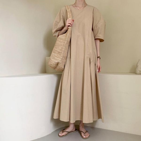 party dresses korean chic o neck puff sleeve woman dress summer vintage loose solid color casual you720, White;black
party dresses korean chic o neck puff sleeve woman dress summer vintage loose solid color casual you720, White;black