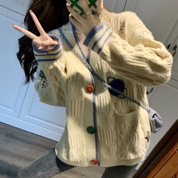 women's sweaters korean design female sweater with loose mesh thread button vq8v, White;black
women's sweaters korean design female sweater with loose mesh thread button vq8v, White;black