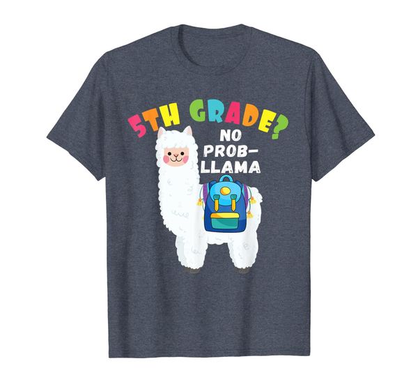 funny 5th grade no prob-llama first day of school t-shirt, White;black 
funny 5th grade no prob-llama first day of school t-shirt, White;black