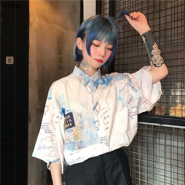 women's blouses & shirts women blouse 2021 summer korean retro loose street style hip hop couple short-sleeved graffiti student fahsion, White
women's blouses & shirts women blouse 2021 summer korean retro loose street style hip hop couple short-sleeved graffiti student fahsion, White