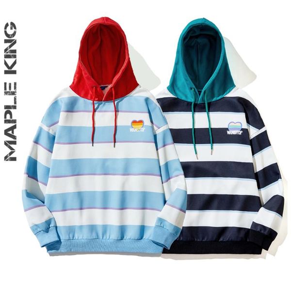 men's hoodies & sweatshirts stitching color striped hooded men women harajuku vintage clothes heart-shaped printed hip hop techwear sud, Black
men's hoodies & sweatshirts stitching color striped hooded men women harajuku vintage clothes heart-shaped printed hip hop techwear sud, Black