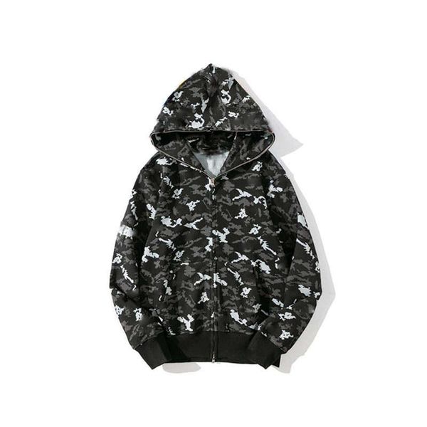new men shark jaw camo full zipper hoodie sweats coat jacket, Black 
new men shark jaw camo full zipper hoodie sweats coat jacket, Black
