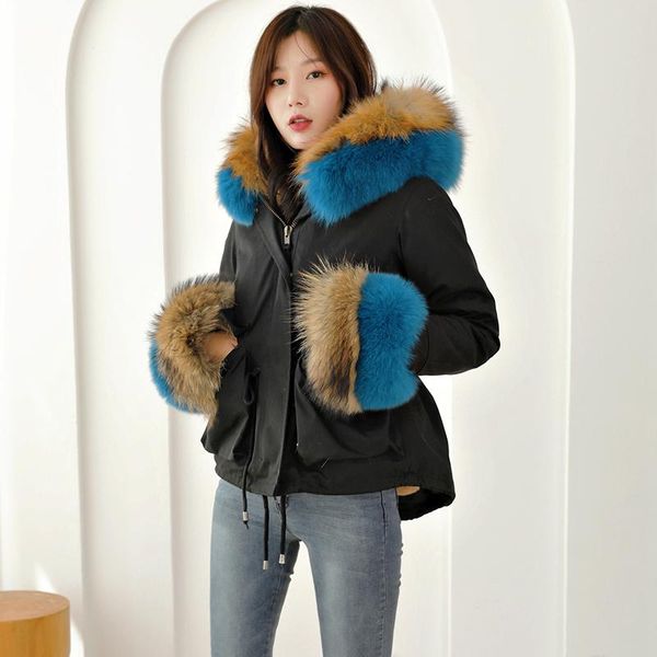 women's fur & faux ladies jacket winter hooded oversized raccoon collar pie to overcome the thick, Black
women's fur & faux ladies jacket winter hooded oversized raccoon collar pie to overcome the thick, Black