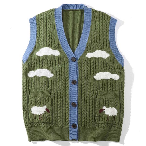 men's sweaters ed in sleeveless wool, cut-loose fall vest with button-down tightly knit, White;black
men's sweaters ed in sleeveless wool, cut-loose fall vest with button-down tightly knit, White;black