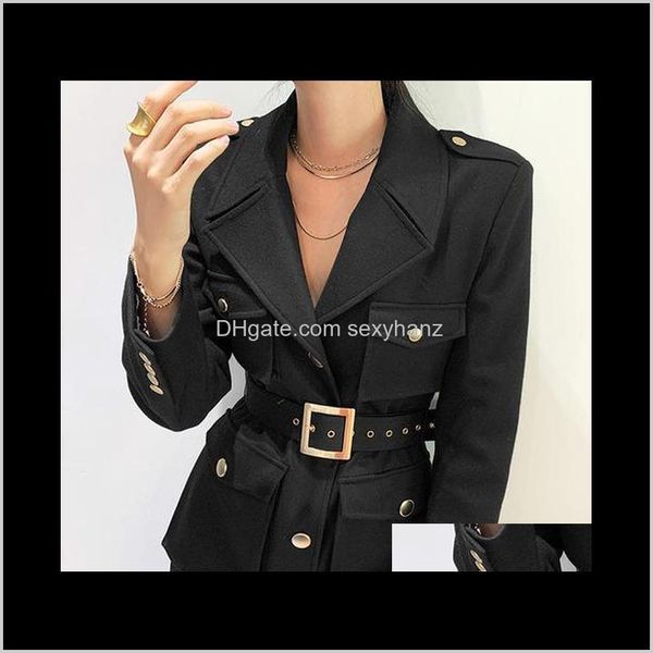 wool blends outerwear coats womens clothing apparel drop delivery 2021 zcsmll korea chic vintage windbreaker suit collar metal button belt m, Black
wool blends outerwear coats womens clothing apparel drop delivery 2021 zcsmll korea chic vintage windbreaker suit collar metal button belt m, Black