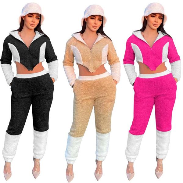 women's two piece pants y8156 autumn and winter european american style ladies fashion teddy fleece color matching sleeve two-piece sui, White
women's two piece pants y8156 autumn and winter european american style ladies fashion teddy fleece color matching sleeve two-piece sui, White