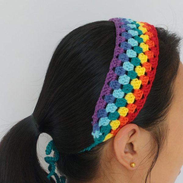 women headband crochet rainbow cotton hair band accessories cycling caps & masks, Black
women headband crochet rainbow cotton hair band accessories cycling caps & masks, Black