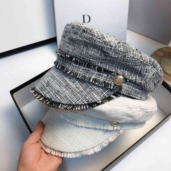 new autumn cotton hemp plaid flat cap fashion designer tassel small fragrance sea cap net red street hat, Black;white
new autumn cotton hemp plaid flat cap fashion designer tassel small fragrance sea cap net red street hat, Black;white