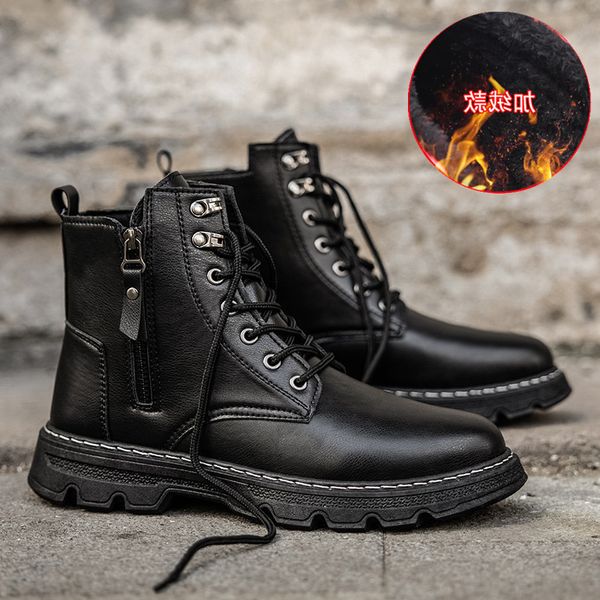 2021 winter new men's high martin boots leisure plush leather fashion middle warm trendy shoes, Black
2021 winter new men's high martin boots leisure plush leather fashion middle warm trendy shoes, Black