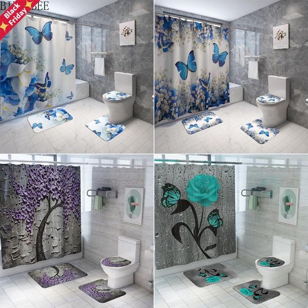 blue butterfly print shower curtain 4 piece carpet cover toilet bath mat pad set bathroom with 12 hooks home decor curtains
blue butterfly print shower curtain 4 piece carpet cover toilet bath mat pad set bathroom with 12 hooks home decor curtains