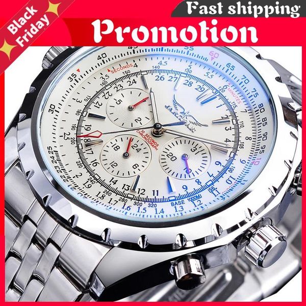 wristwatches jaragar white dial automatic watch complete calendar silver stainless steel luminous business sport mechanical date wristwatch, Slivery;brown
wristwatches jaragar white dial automatic watch complete calendar silver stainless steel luminous business sport mechanical date wristwatch, Slivery;brown
