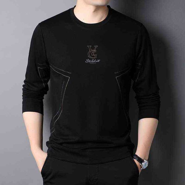 men's spring autumn cloth thin men's round neck long sleeve simple printed t-shirt middle-aged and young people's pullover, White;black
men's spring autumn cloth thin men's round neck long sleeve simple printed t-shirt middle-aged and young people's pullover, White;black