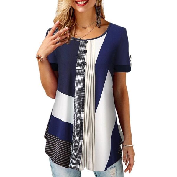 women's t-shirt 5xl plus size women fashion short sleeve round neck geometric print loose t shirt button casual summer chic, White
women's t-shirt 5xl plus size women fashion short sleeve round neck geometric print loose t shirt button casual summer chic, White