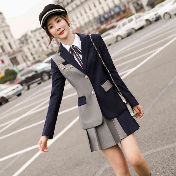dress uniform design school skirt suits student two female ensemble girl teacher study wear blazer, White
dress uniform design school skirt suits student two female ensemble girl teacher study wear blazer, White