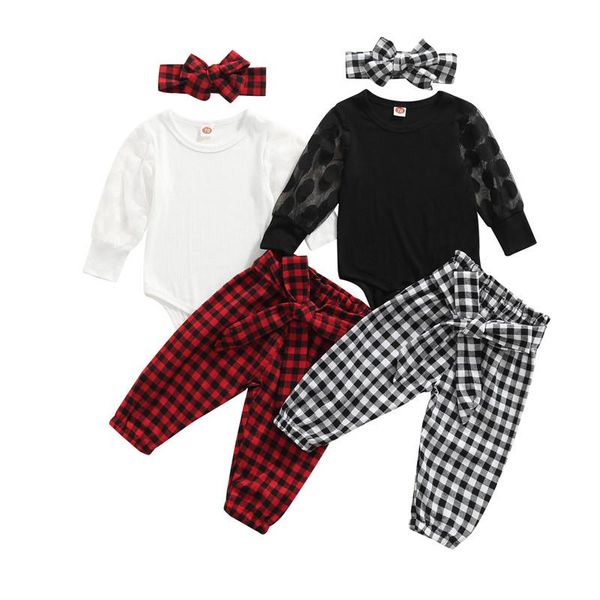 clothing sets 3pcs baby girls and trousers suit fresh solid color long sleeve romper plaid pants with headband toddler, White
clothing sets 3pcs baby girls and trousers suit fresh solid color long sleeve romper plaid pants with headband toddler, White