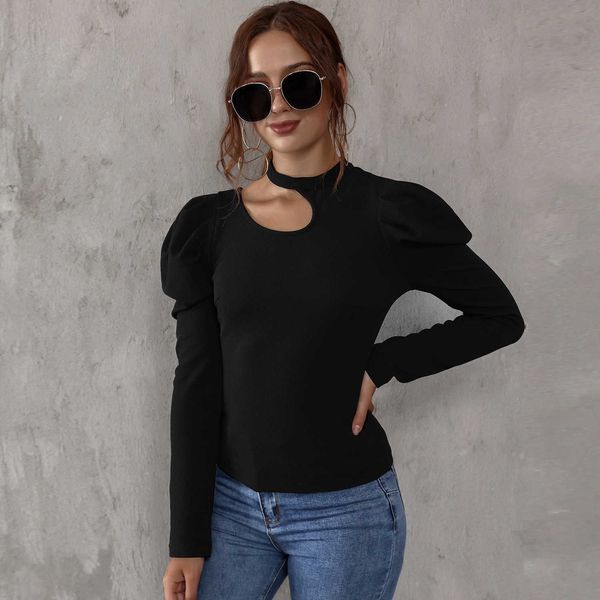 women's t-shirt autumn long t-shirt women o neck puff sleeve hollown out black pullover solid color basic slim female tee shirts plya, White
women's t-shirt autumn long t-shirt women o neck puff sleeve hollown out black pullover solid color basic slim female tee shirts plya, White