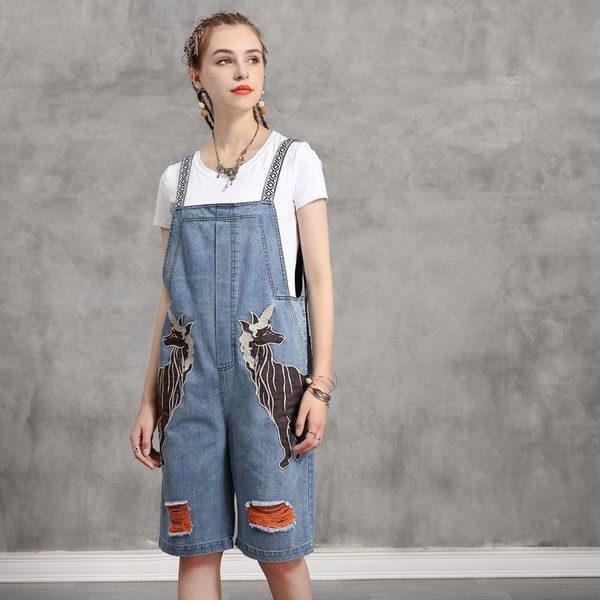 women's jumpsuits & rompers fairynatural loose vintage pockets denim ladies 2021 summer simple women leisure embroidery jeans, Black;white
women's jumpsuits & rompers fairynatural loose vintage pockets denim ladies 2021 summer simple women leisure embroidery jeans, Black;white