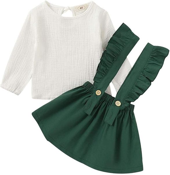 clothing sets baby girls' skirt girls toddler girl linen suspender set long sleeve shirts ruffled dress clothes, White
clothing sets baby girls' skirt girls toddler girl linen suspender set long sleeve shirts ruffled dress clothes, White