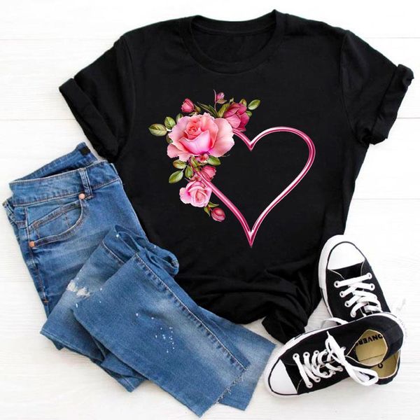 heart flower print harajuku summer women t shirts short sleeve casual clothing ullzang tee, White
heart flower print harajuku summer women t shirts short sleeve casual clothing ullzang tee, White