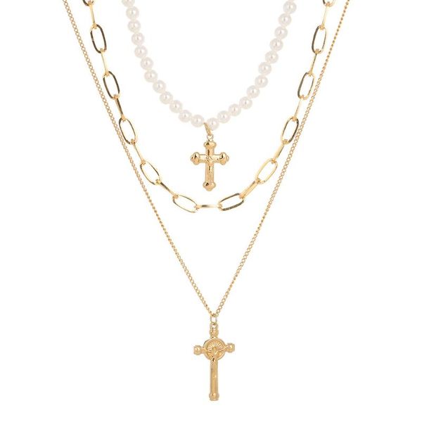 pendant necklaces 2021 fashion multilayer cross for women gold color natural pearl rhinestone choker summer beach baroque party jewelry, Silver
pendant necklaces 2021 fashion multilayer cross for women gold color natural pearl rhinestone choker summer beach baroque party jewelry, Silver