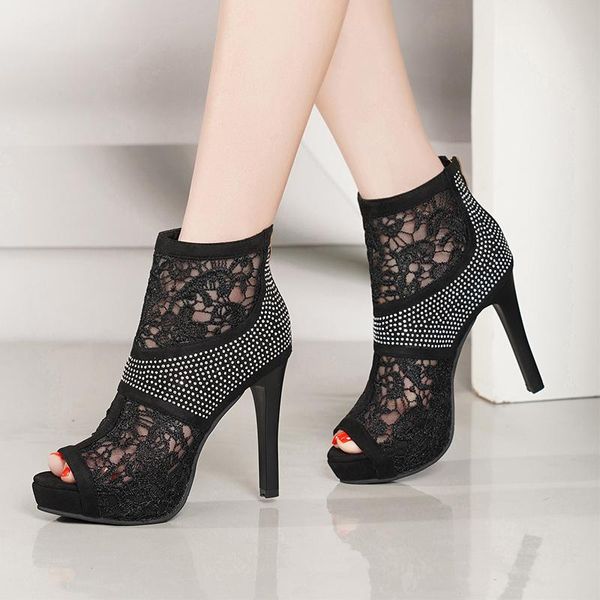 dress shoes peep toe mesh party crystal women pumps brand design gladiator sandals square high heels, Black
dress shoes peep toe mesh party crystal women pumps brand design gladiator sandals square high heels, Black
