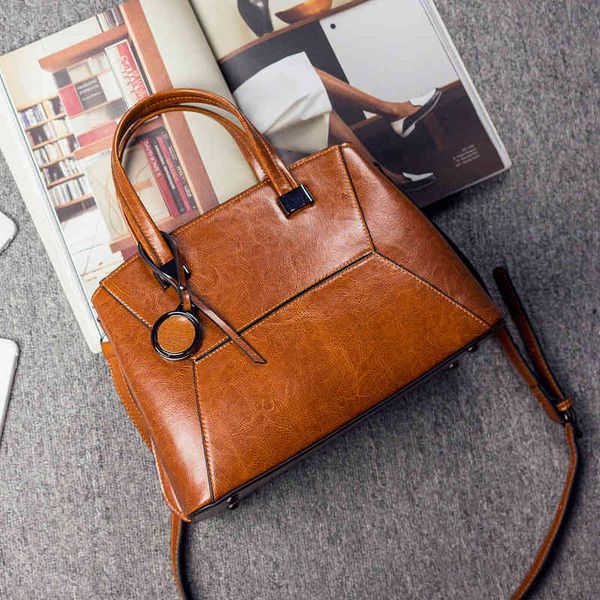 dinner bag split leather women's bag oil wax fashion shoulder female black blue red messenger bags
