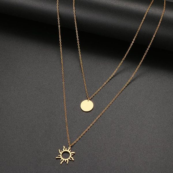 pendant necklaces 2021 stainless steel sun wafer layered models necklace for women fashionable exquisite chain party friend jewelry, Silver
pendant necklaces 2021 stainless steel sun wafer layered models necklace for women fashionable exquisite chain party friend jewelry, Silver