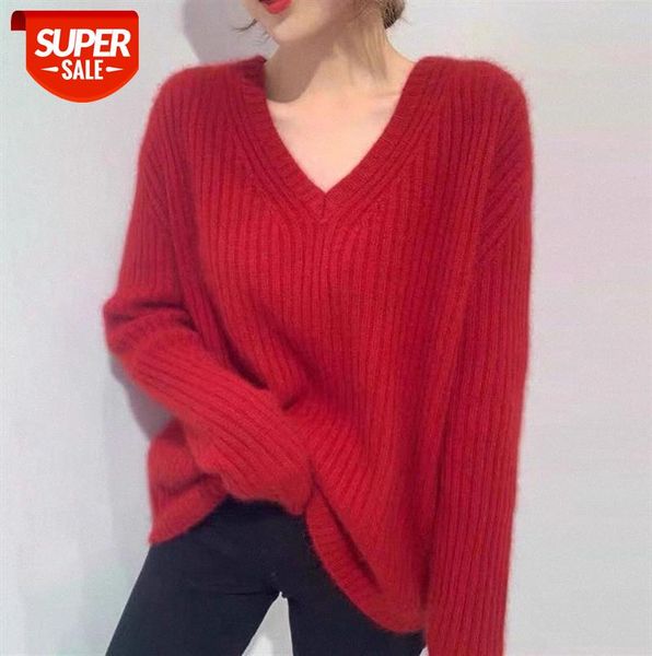 red v-neck sweater women retro loose lazy outer wear jacket pullover thickened knit #rw0v, Black;gray
red v-neck sweater women retro loose lazy outer wear jacket pullover thickened knit #rw0v, Black;gray