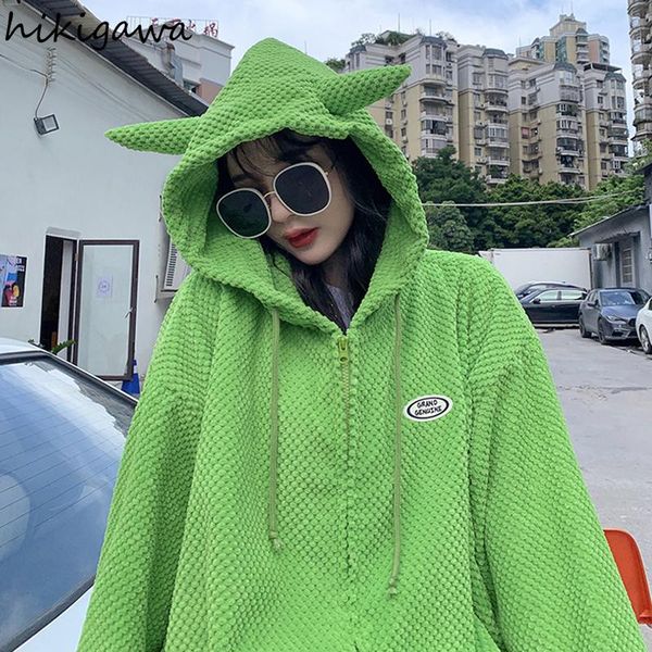 women's jackets hikigawa korean fashion zip-up women fall clothing hooed loose casual oversized outwear harajuku streetwear coat, Black;brown
women's jackets hikigawa korean fashion zip-up women fall clothing hooed loose casual oversized outwear harajuku streetwear coat, Black;brown