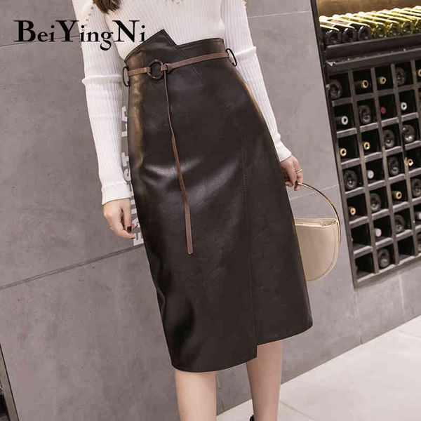 beiyingni pu leather skirt for woman belt irregular package hip midi skirts womens slim fashion solid color ol high street skirt 210416, Black
beiyingni pu leather skirt for woman belt irregular package hip midi skirts womens slim fashion solid color ol high street skirt 210416, Black