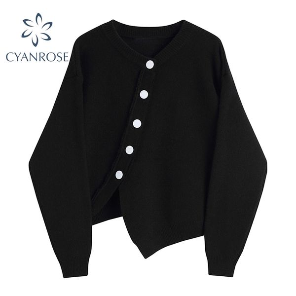 irregular single breasted black sweater women spring hem cropped cardigan knitted korean loose streetwear ol knitwear 210430, White
irregular single breasted black sweater women spring hem cropped cardigan knitted korean loose streetwear ol knitwear 210430, White