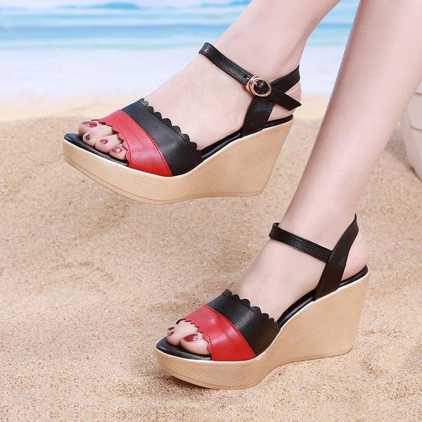 wedge sandals female summer 2021 muffin thick bottom wild waterproof platform word buckle color high heel, Black
wedge sandals female summer 2021 muffin thick bottom wild waterproof platform word buckle color high heel, Black