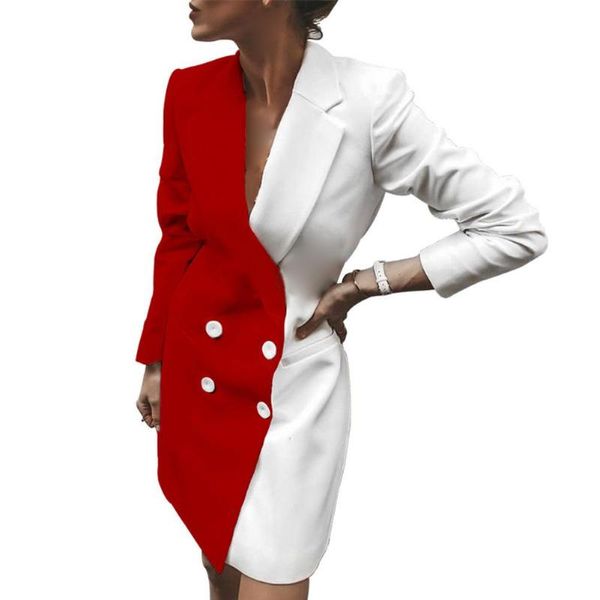 women's jackets women color blocks button mid-length long sleeve coat dress business suit 2021 office lady coats, Black;brown
women's jackets women color blocks button mid-length long sleeve coat dress business suit 2021 office lady coats, Black;brown
