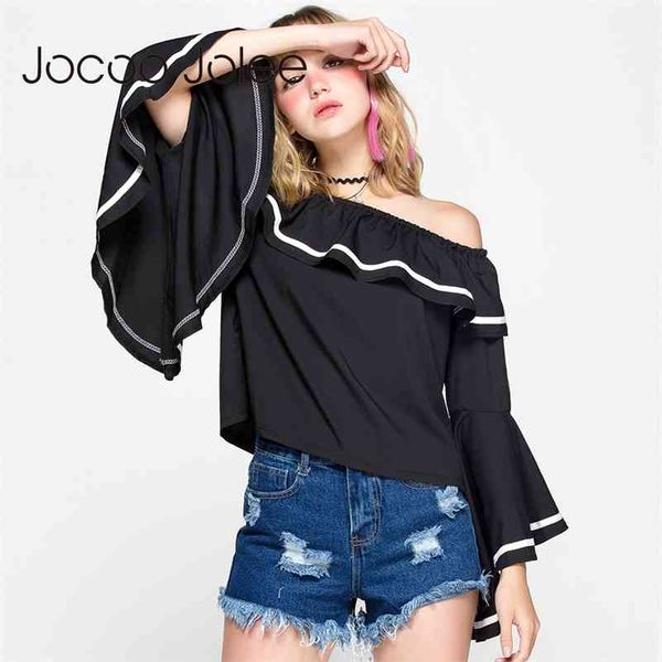off shoulder shirt female ruffle t-shirts women fashion solid short flare sleeve slash neck shirts 210416, White
off shoulder shirt female ruffle t-shirts women fashion solid short flare sleeve slash neck shirts 210416, White
