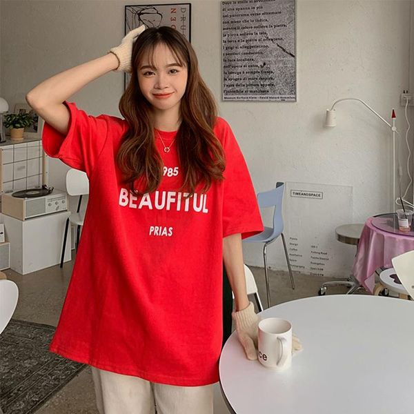 women's t-shirt letter print summer t-shirts women o-neck korean loose cotton shirts vintage red white short sleeve casual pullovers z
women's t-shirt letter print summer t-shirts women o-neck korean loose cotton shirts vintage red white short sleeve casual pullovers z