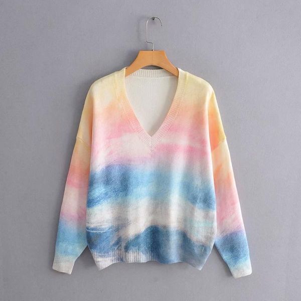 women's sweaters women clothes 2021 autumn and winter v-neck gradient rainbow stripes pull femme pullover sweater, White;black
women's sweaters women clothes 2021 autumn and winter v-neck gradient rainbow stripes pull femme pullover sweater, White;black